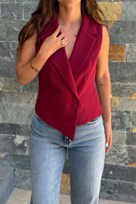 ONE COLOR TWO BUTTONS WOMAN VEST BURGUNDY/VISHNJE - 4