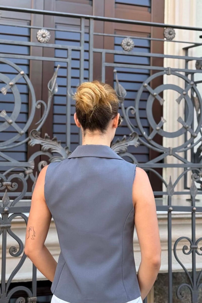 ONE COLOR TWO BUTTONS WOMAN VEST GREY ASH/GRI HIRI - 5