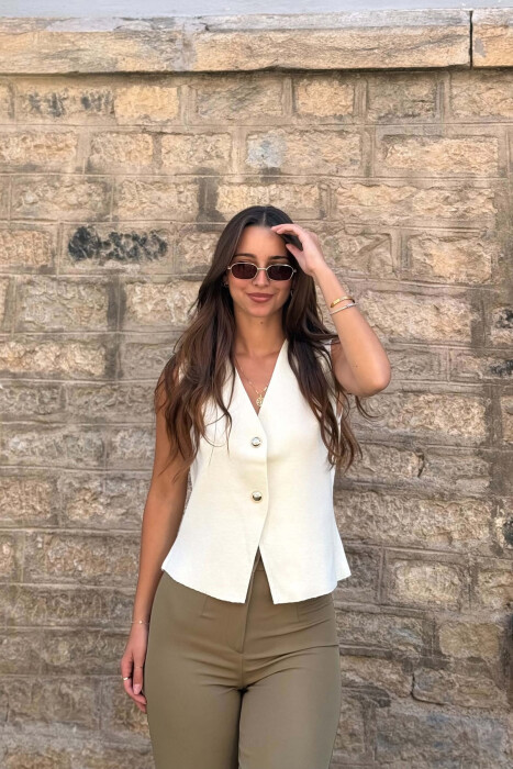ONE COLOR TWO BUTTONS WOMAN VEST LIGHT MINT 