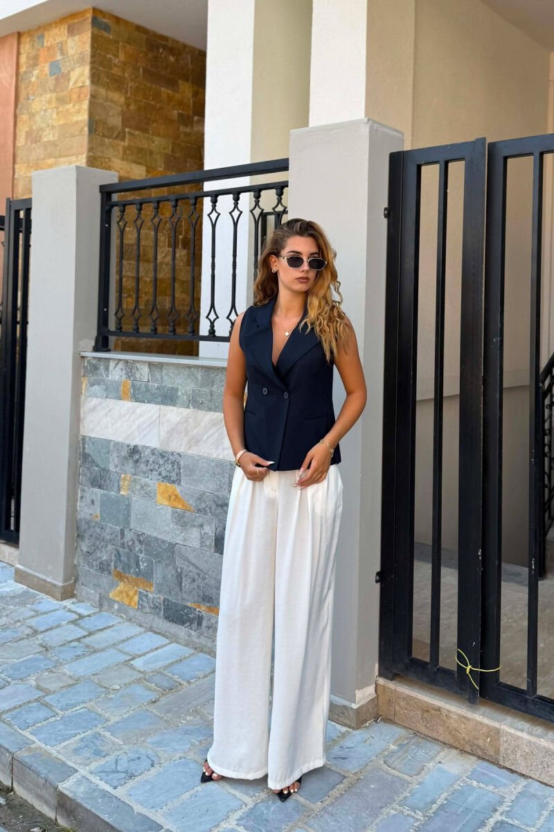 ONE COLOR TWO BUTTONS WOMAN VEST MIDNIGHT BLUE/BLU MESNATE - 3