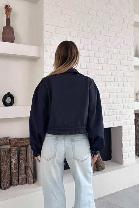 ONE COLOR TWO FRONT POCKETS WOMAN JACKET BLUE/BLU - 2