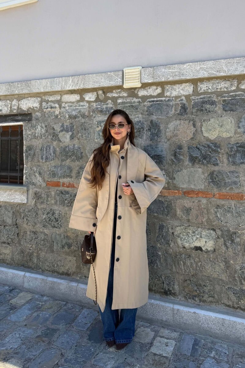 ONE COLOR TWO FRONT POCKETS WOMAN TRENCH COAT BEIGE/BEZHE - 1