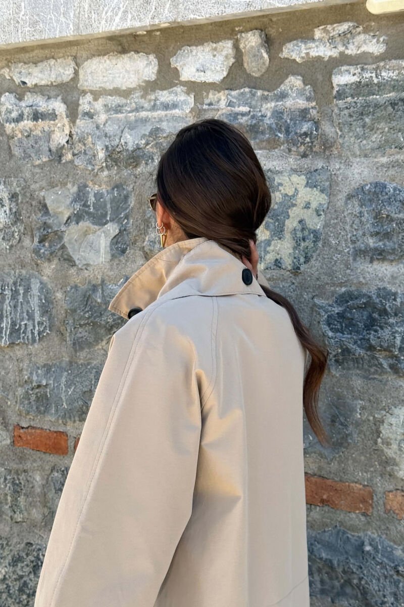 ONE COLOR TWO FRONT POCKETS WOMAN TRENCH COAT BEIGE/BEZHE - 3