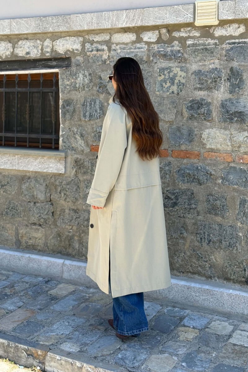 ONE COLOR TWO FRONT POCKETS WOMAN TRENCH COAT MINT/MENTE - 2