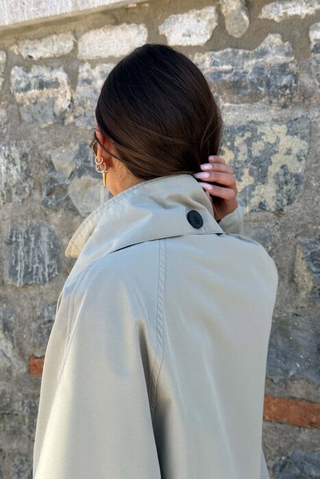 ONE COLOR TWO FRONT POCKETS WOMAN TRENCH COAT MINT/MENTE - 5
