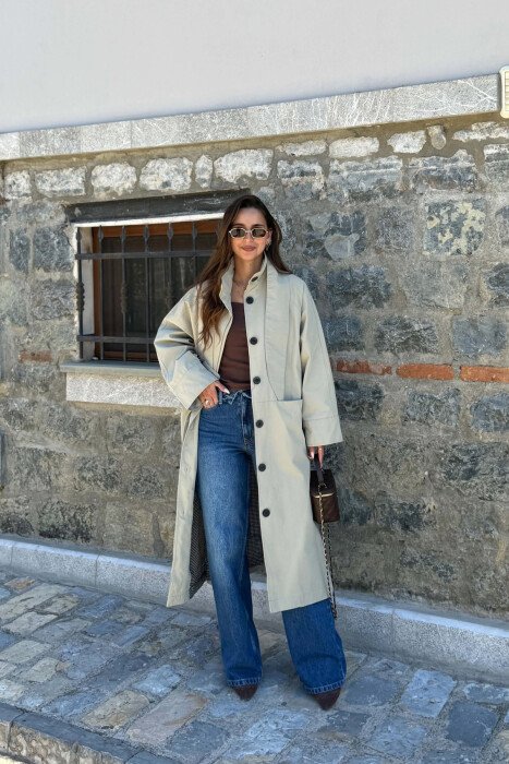 ONE COLOR TWO FRONT POCKETS WOMAN TRENCH COAT MINT/MENTE - 6