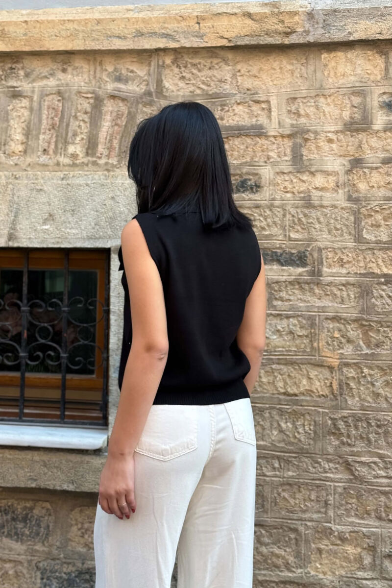 ONE COLOR TWO FRONT POCKETS WOMAN VEST BLACK/ E ZEZE - 2