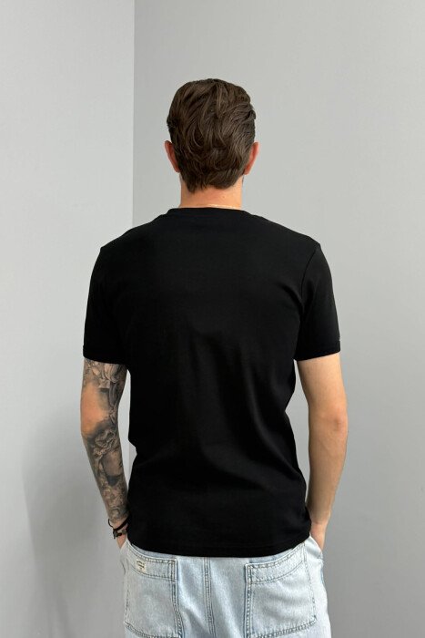 ONE COLOR V NECK MEN T-SHIRT BLACK/ E ZEZE - 2