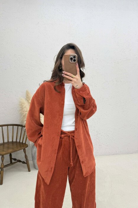 ONE COLOR SHIRT + TROUSERS WOMAN SET BRICK/TULLE - 3