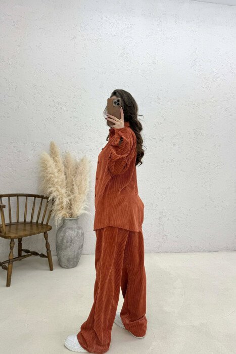ONE COLOR SHIRT + TROUSERS WOMAN SET BRICK/TULLE - 5