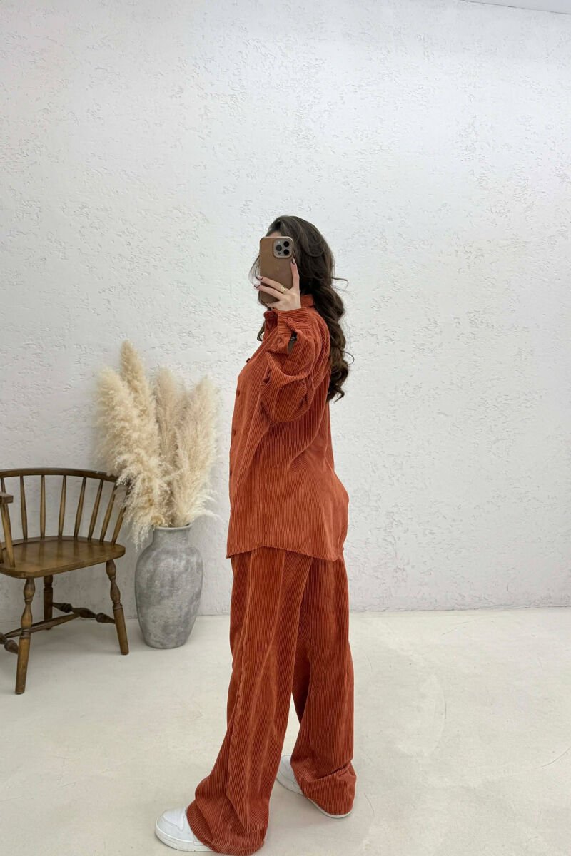 ONE COLOR SHIRT + TROUSERS WOMAN SET BRICK/TULLE - 5