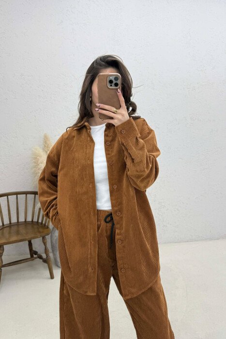 ONE COLOR SHIRT + TROUSERS WOMAN SET BROWN/KAFE - 2