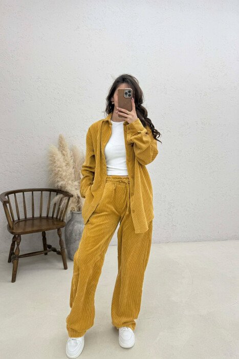 ONE COLOR SHIRT + TROUSERS WOMAN SET MUSTARD/MUSTARDE 