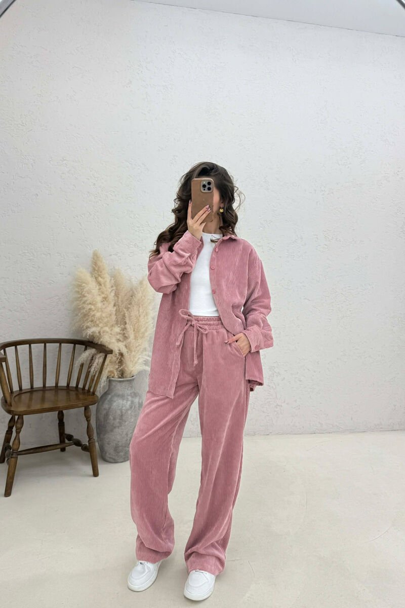ONE COLOR SHIRT + TROUSERS WOMAN SET POWDER/PUDER - 1