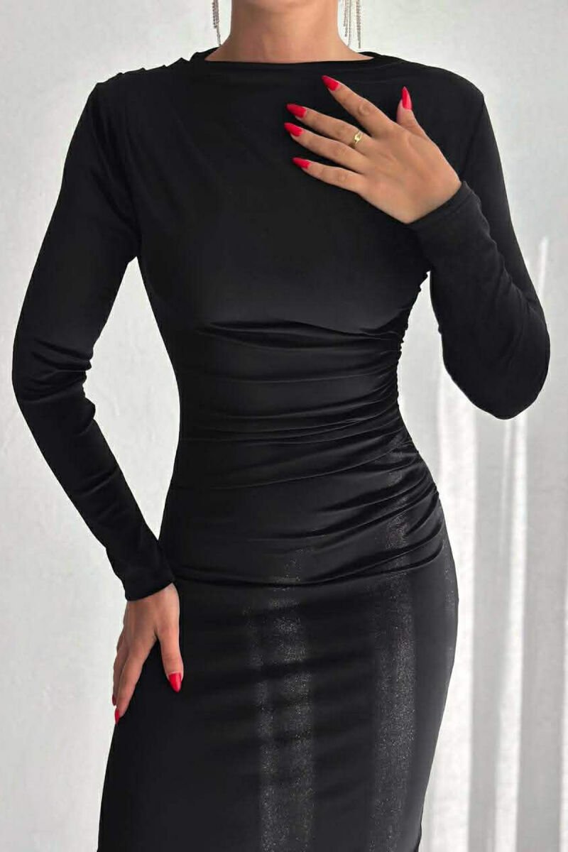ONE COLOR VELVET WOMAN DRESS BLACK/ E ZEZE - 3
