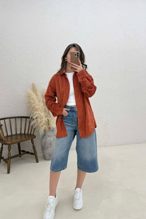 ONE COLOR WOMAN SHIRT BRICK/TULLE - 2