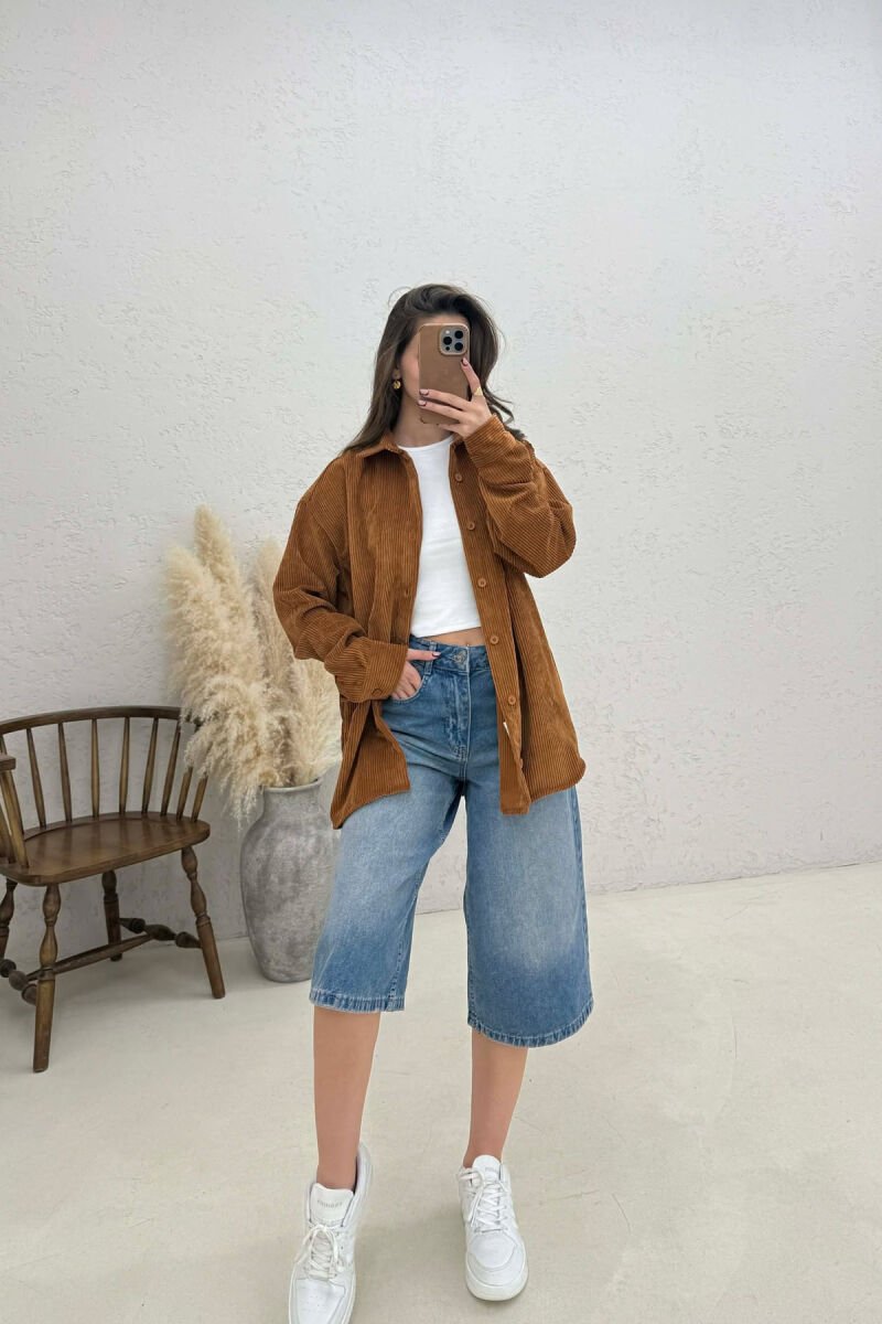 ONE COLOR WOMAN SHIRT BROWN/KAFE - 2