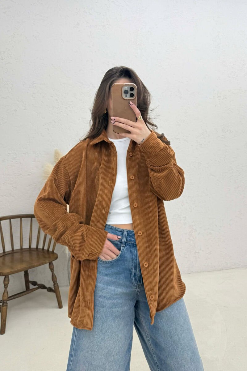 ONE COLOR WOMAN SHIRT BROWN/KAFE - 3