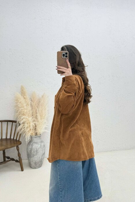 ONE COLOR WOMAN SHIRT BROWN/KAFE - 4