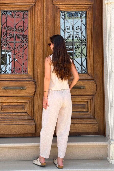 ONE COLOR VEST + BALLON TROUSERS WOMAN SET BEIGE/BEZHE - 5