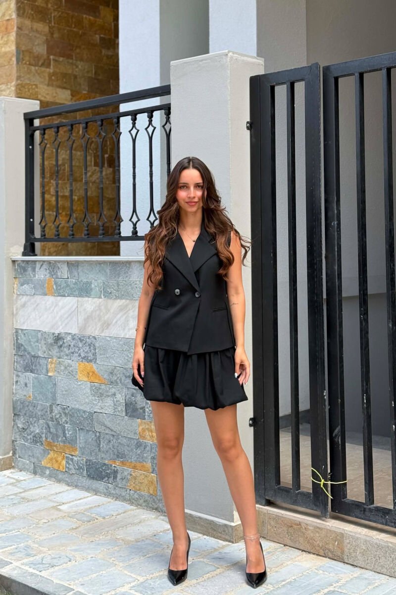 ONE COLOR VEST + SHORT SKIRT WOMAN SET BLACK/ E ZEZE - 3