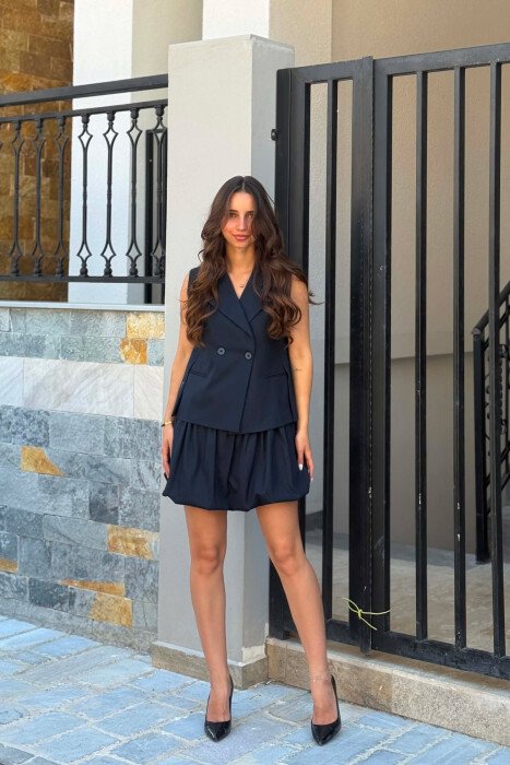 ONE COLOR VEST + SHORT SKIRT WOMAN SET BLUE/BLU 