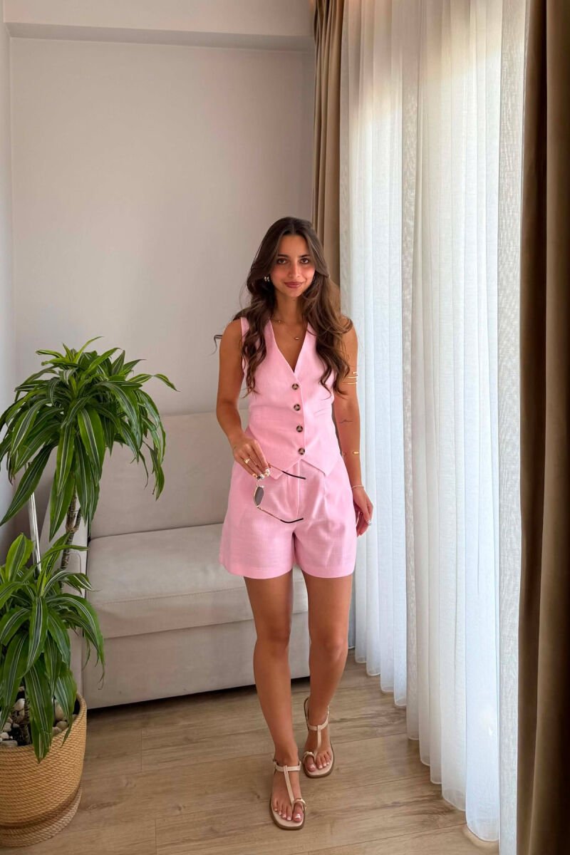 ONE COLOR VEST + SHORTS WOMAN SET PINK/ROZE - 1