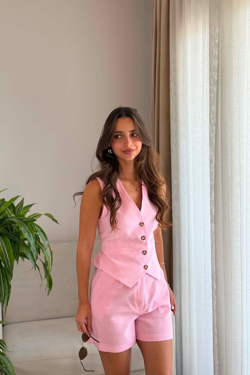 ONE COLOR VEST + SHORTS WOMAN SET PINK/ROZE - 2