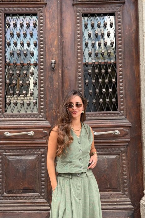 ONE COLOR VEST + SKIRT WOMAN SET GREEN/JESHILE - 3