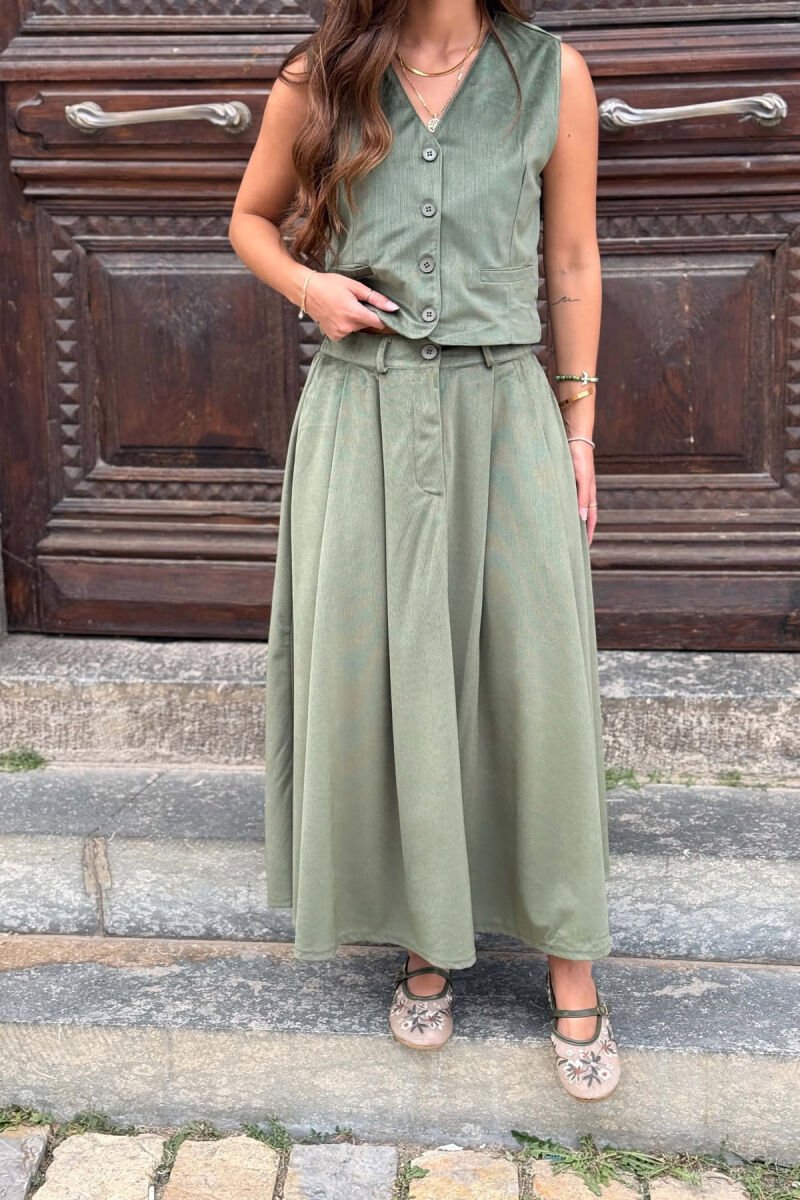 ONE COLOR VEST + SKIRT WOMAN SET GREEN/JESHILE - 4