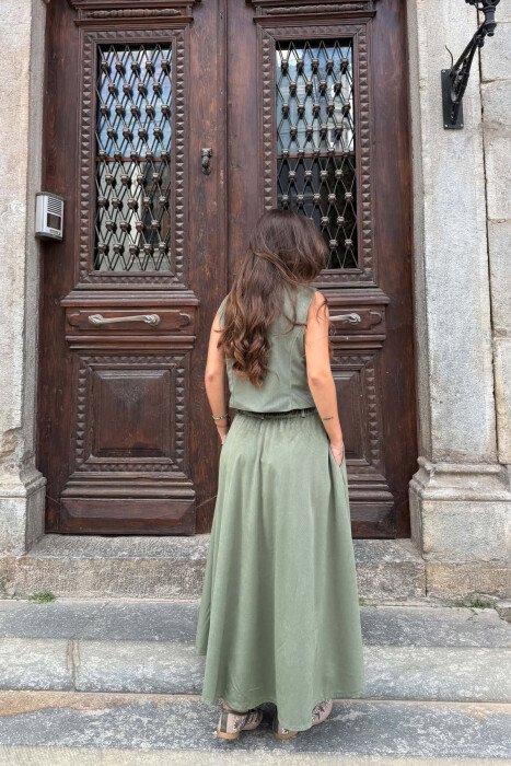 ONE COLOR VEST + SKIRT WOMAN SET GREEN/JESHILE - 5