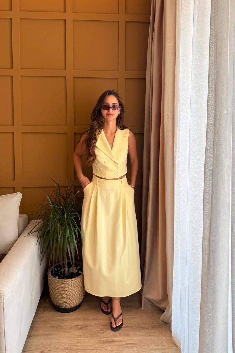 ONE COLOR VEST + SKIRT WOMAN SET YELLOW/E VERDHE - 1