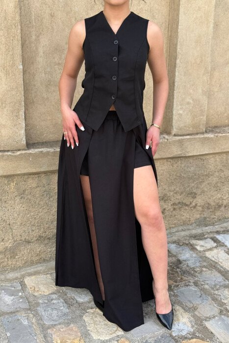 ONE COLOR VEST + SKORTS WOMAN SET BLACK/ E ZEZE - 5