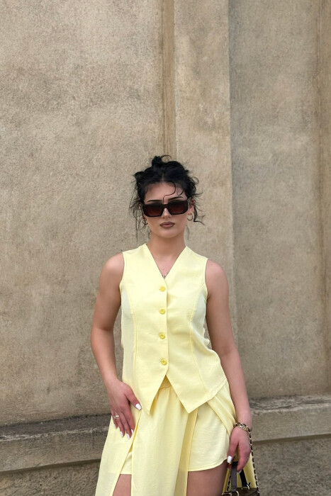 ONE COLOR VEST + SKORTS WOMAN SET YELLOW/E VERDHE - 3