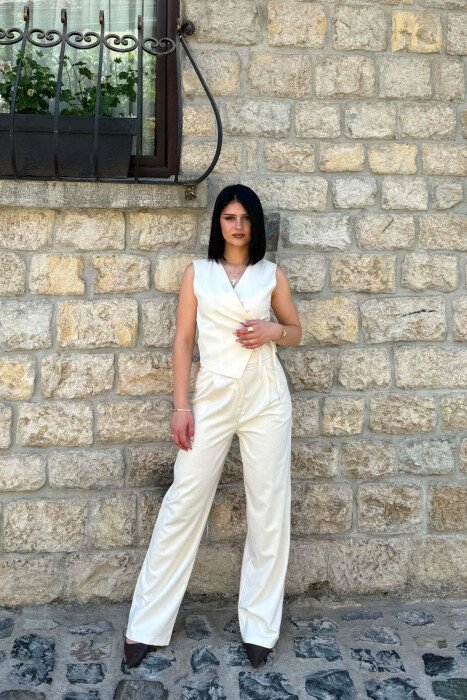 ONE COLOR VEST + TROUSERS WOMAN SET ANTIQUEWHITE/ANTIKE 