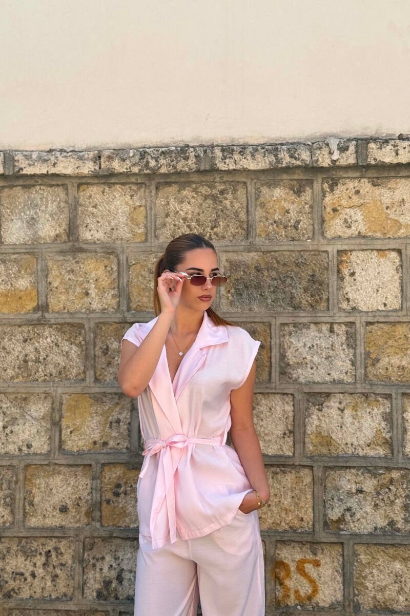 ONE COLOR VEST + TROUSERS WOMAN SET BABY PINK/ROZB - 3