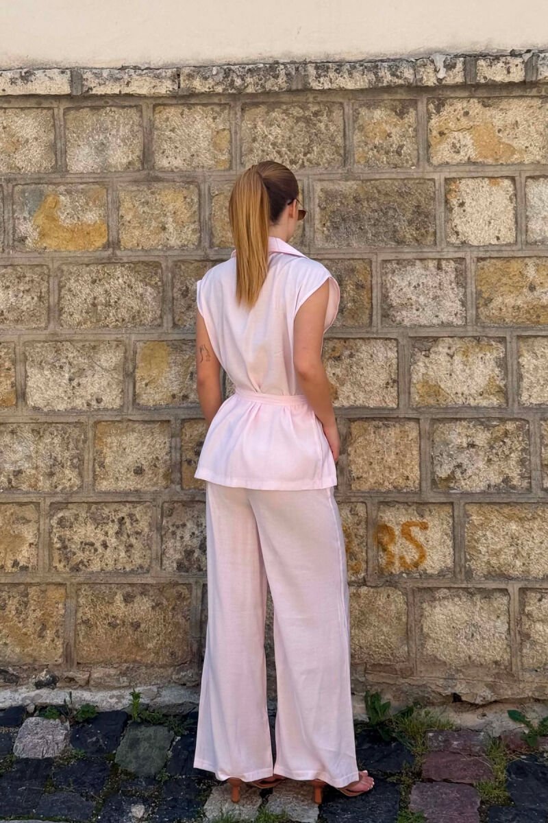ONE COLOR VEST + TROUSERS WOMAN SET BABY PINK/ROZB - 4