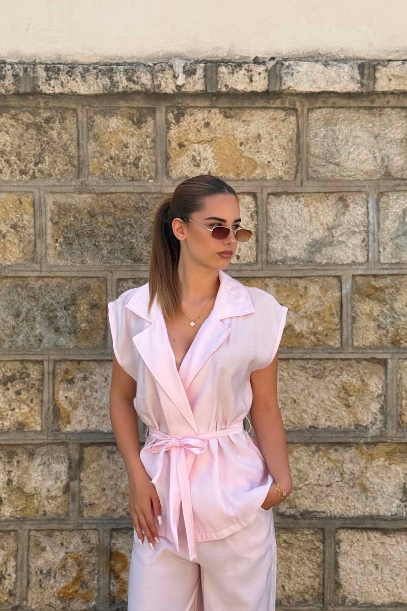 ONE COLOR VEST + TROUSERS WOMAN SET BABY PINK/ROZB - 5