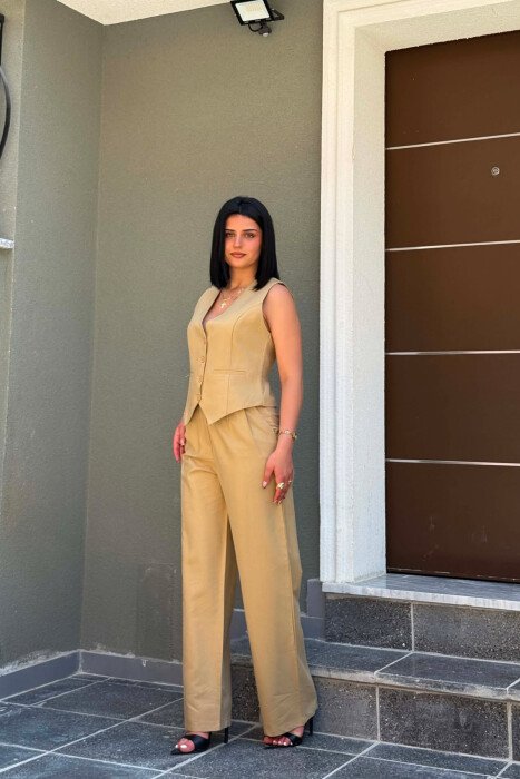 ONE COLOR VEST + TROUSERS WOMAN SET BEIGE/BEZHE - 2