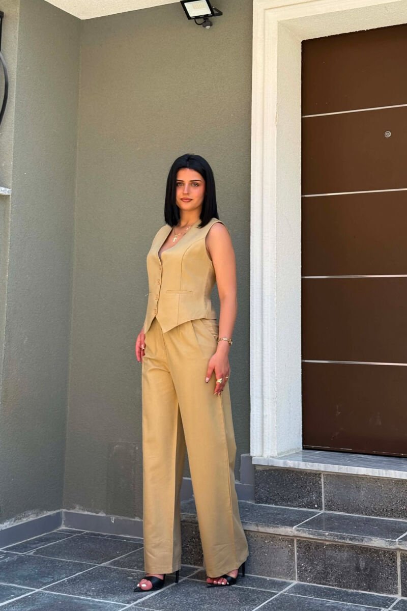 ONE COLOR VEST + TROUSERS WOMAN SET BEIGE/BEZHE - 2