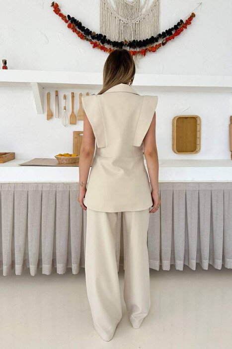 ONE COLOR VEST + TROUSERS WOMAN SET BEIGE/BEZHE - 8