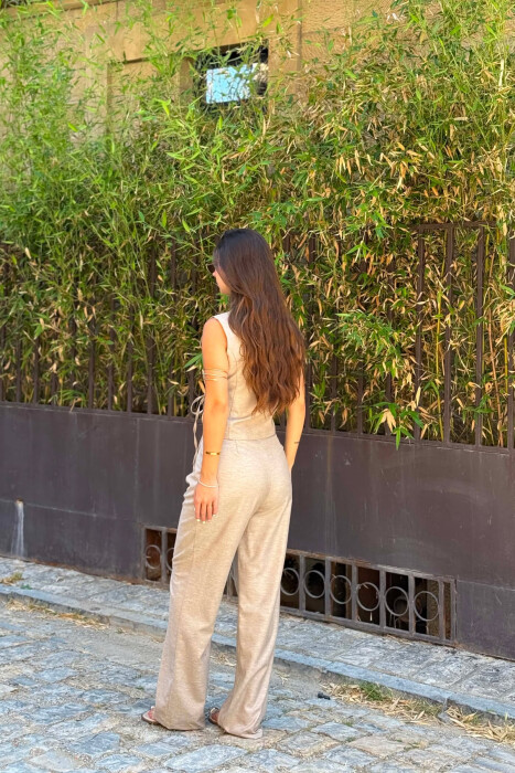 ONE COLOR VEST + TROUSERS WOMAN SET BEIGE/BEZHE - 3