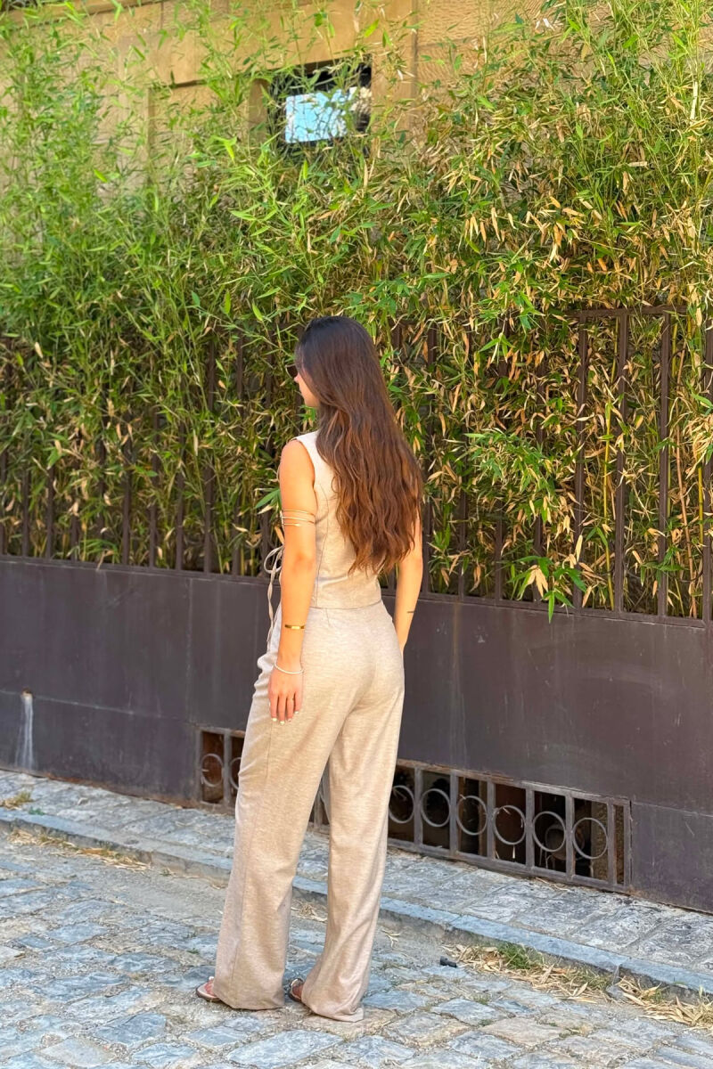 ONE COLOR VEST + TROUSERS WOMAN SET BEIGE/BEZHE - 3