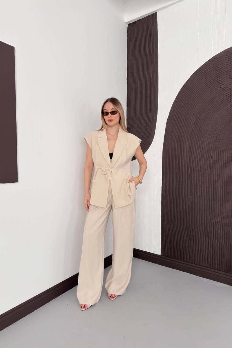ONE COLOR VEST + TROUSERS WOMAN SET BEIGE/BEZHE - 1