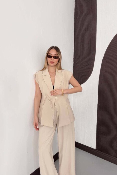 ONE COLOR VEST + TROUSERS WOMAN SET BEIGE/BEZHE - 2