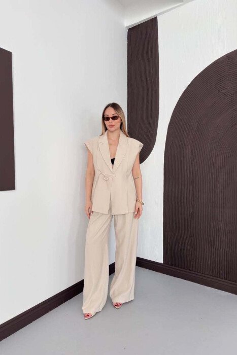 ONE COLOR VEST + TROUSERS WOMAN SET BEIGE/BEZHE - 6
