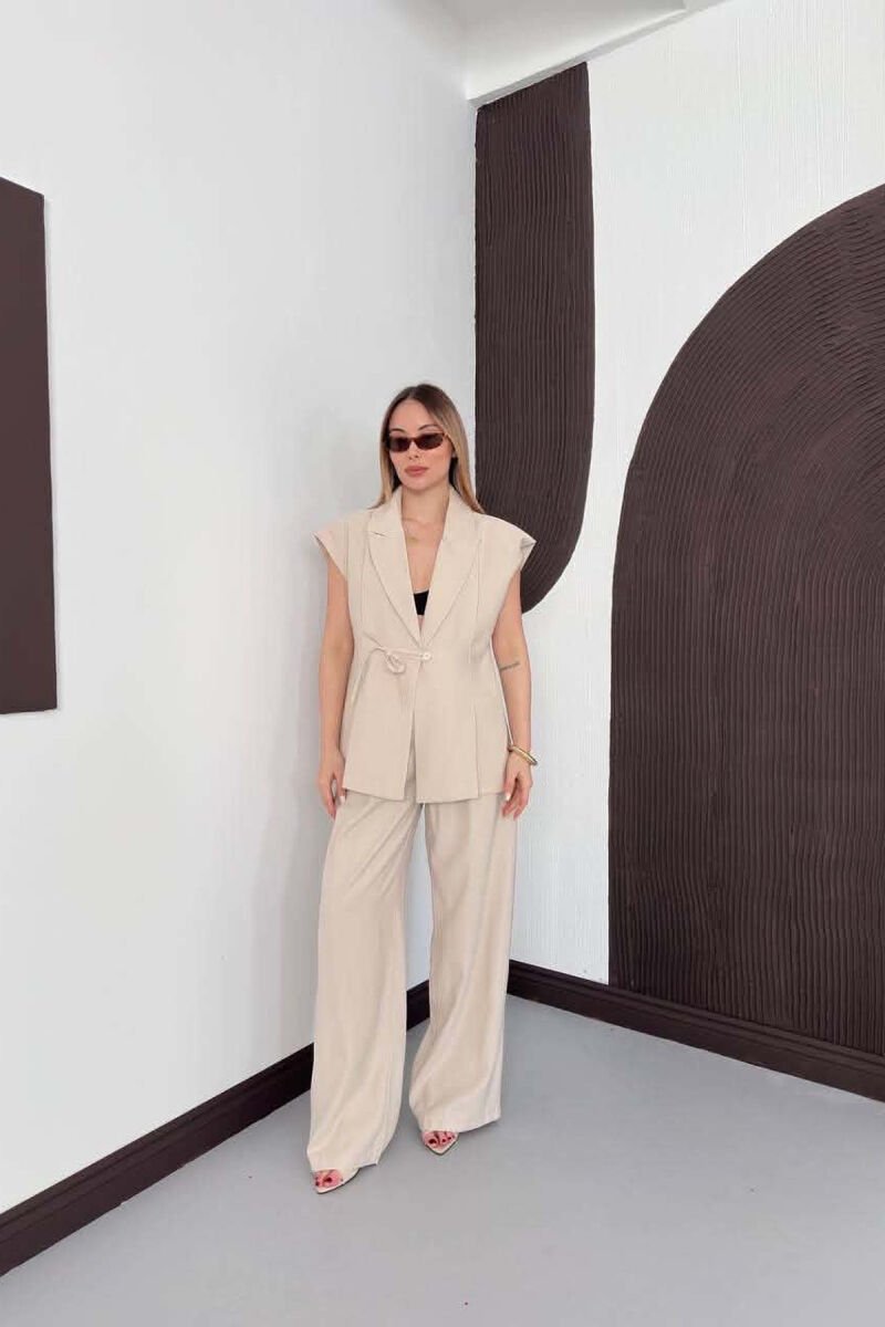 ONE COLOR VEST + TROUSERS WOMAN SET BEIGE/BEZHE - 6