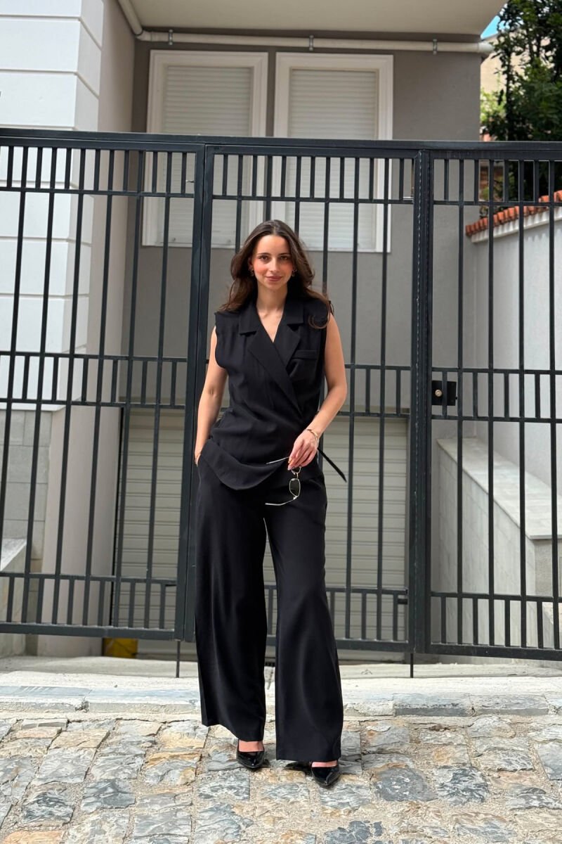 ONE COLOR VEST + TROUSERS WOMAN SET BLACK/ E ZEZE - 1
