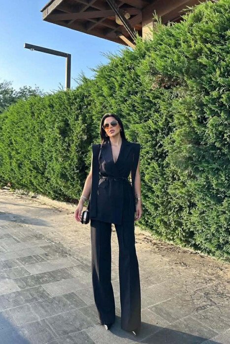 ONE COLOR VEST + TROUSERS WOMAN SET BLACK/ E ZEZE - 2