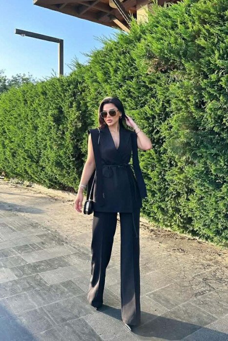 ONE COLOR VEST + TROUSERS WOMAN SET BLACK/ E ZEZE - 3